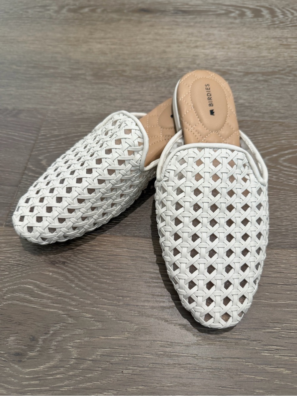 Birdies The Phoebe Ecru Woven Mule Flats Size 5.5
